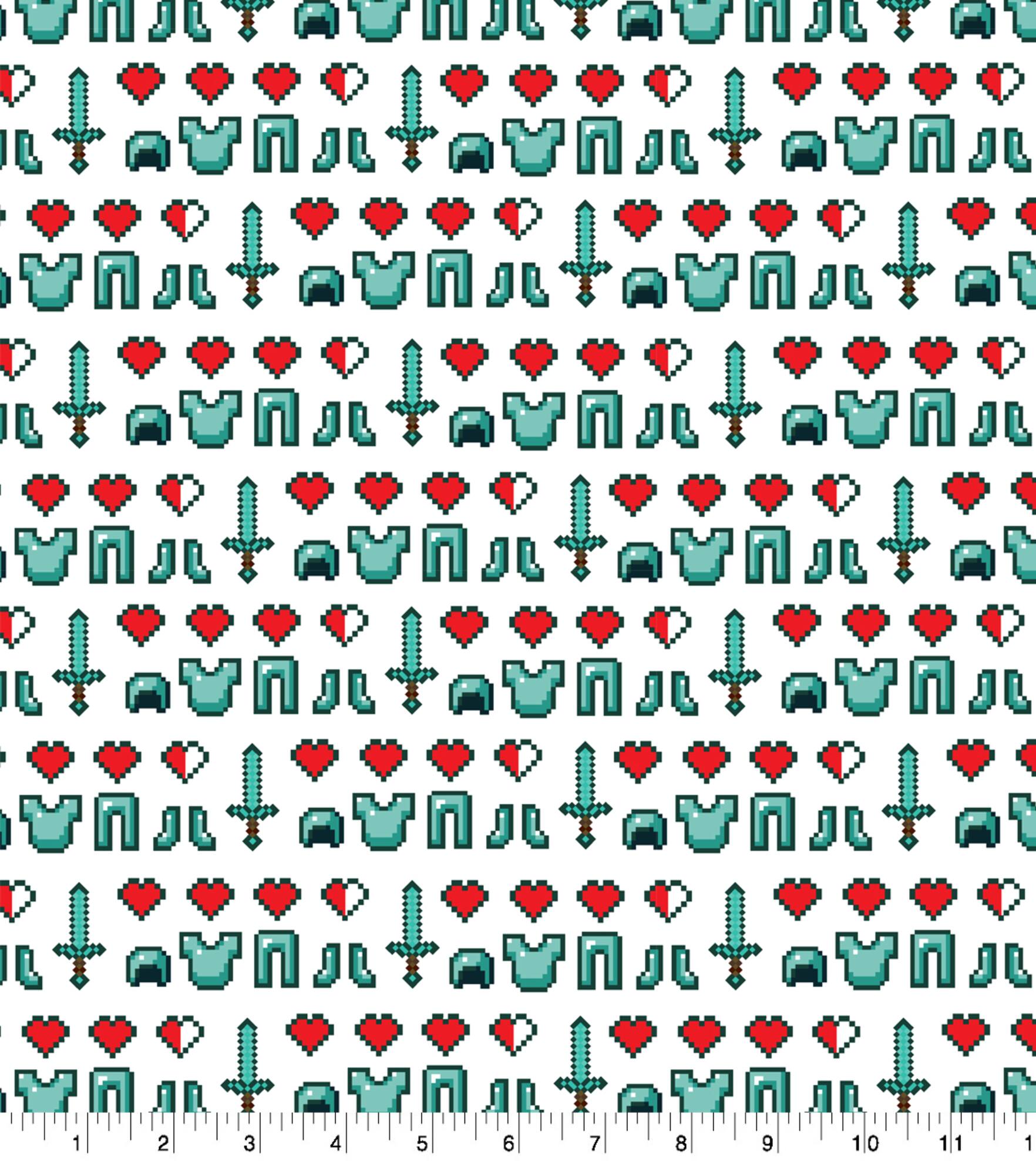 Mojang Minecraft Diamond Icons Cotton Fabric